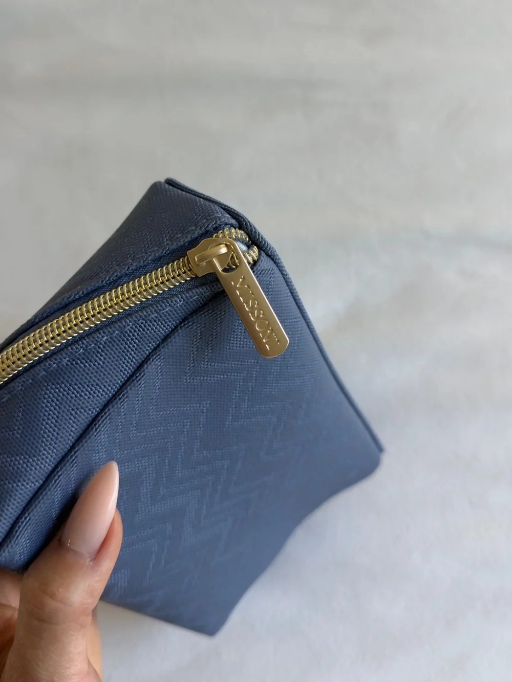 Missoni Navy Chevron Toiletry Pouch with Gold Hardware